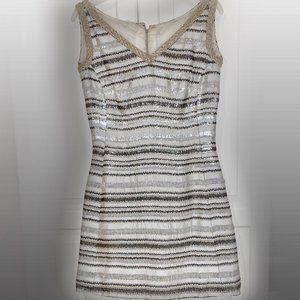VINTAGE SILVER LAMÉ STRIPED MINI DRESS 1960'S